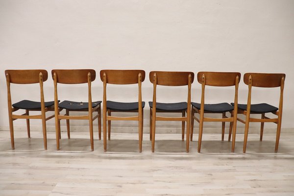 Scandinavian Dining Chairs in Beech, 1960s, Set of 6-DCO-1769104