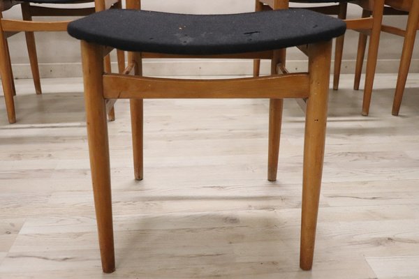 Scandinavian Dining Chairs in Beech, 1960s, Set of 6-DCO-1769104