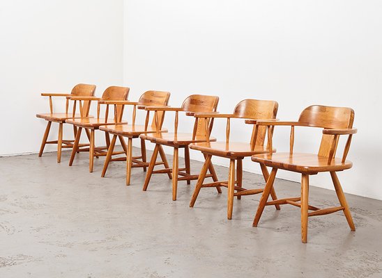 Scandinavian Dining Chairs in Pine, 1960s, Set of 6-BPT-1283164