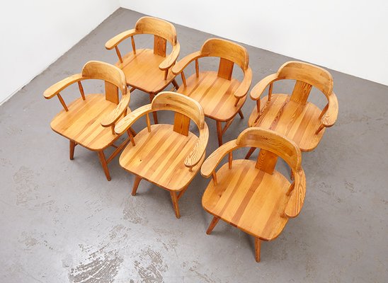 Scandinavian Dining Chairs in Pine, 1960s, Set of 6-BPT-1283164