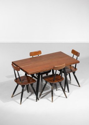 Scandinavian Dining Room Set by Ilmari Tapiovaara for Laukaan Puu, 1950s, Set of 5-YU-1010792