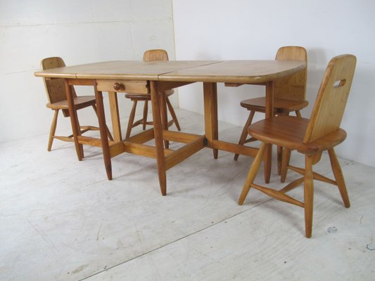 Scandinavian Dining Table & Chairs Set by Eero Aarnio for Laukaan Puu, 1960s, Set of 5-DE-809847