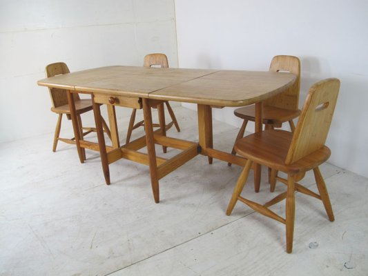 Scandinavian Dining Table & Chairs Set by Eero Aarnio for Laukaan Puu, 1960s, Set of 5-DE-809847