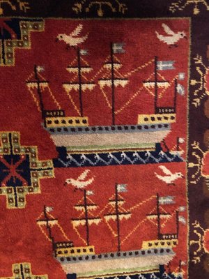 Scandinavian Double Sided Rug with Ships and Seagulls, 1934-BAF-763444