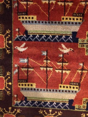 Scandinavian Double Sided Rug with Ships and Seagulls, 1934-BAF-763444