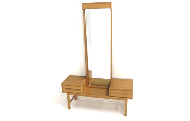 Scandinavian Dressing Table with Silhouette Mirror in Oak, Sweden, 1960s-GEK-1785617