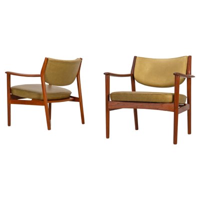 Scandinavian Easy Chairs with Teak and Leather by Westnofa, 1960s, Set of 2-AO-1777136