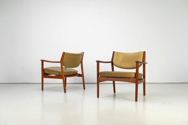 Scandinavian Easy Chairs with Teak and Leather by Westnofa, 1960s, Set of 2-AO-1777136