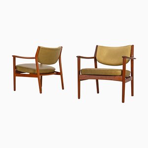 Scandinavian Easy Chairs with Teak and Leather by Westnofa, 1960s, Set of 2-AO-1777136