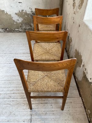 Scandinavian Elm and Straw Chairs by Moller, Set of 4-LCU-1251588