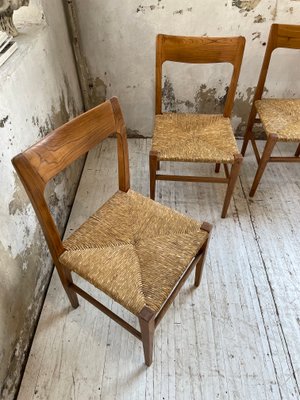 Scandinavian Elm and Straw Chairs by Moller, Set of 4-LCU-1251588