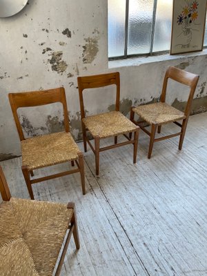 Scandinavian Elm and Straw Chairs by Moller, Set of 4-LCU-1251588