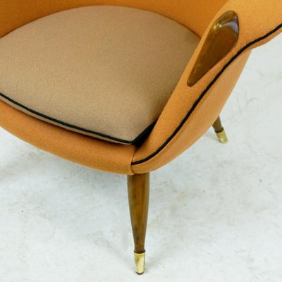 Scandinavian Elm Lounge Chair with Orange Kvadrat Wool Fabric-MH-885455