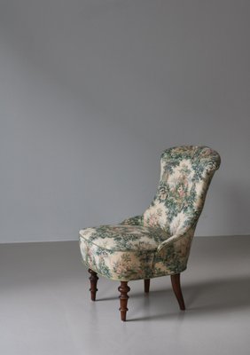 Scandinavian Emma Slipper Chair in Sanderson Textile, Early 20th Century-WRF-1796111