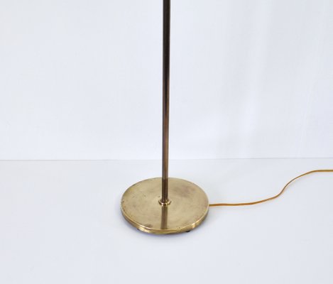 Scandinavian Floor Lamp in Brass with Pleated Shade, 1950s-HPQ-1399202