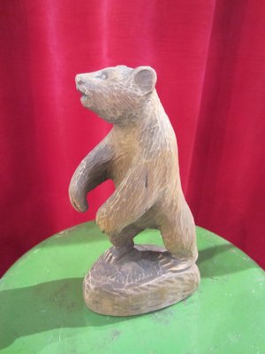 Scandinavian Folk Art Sculpted Wooden Bear, 1960-YDZ-1820192