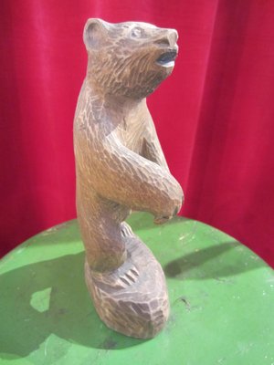 Scandinavian Folk Art Sculpted Wooden Bear, 1960-YDZ-1820192