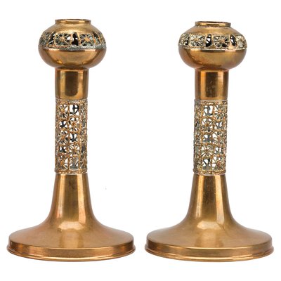 Scandinavian Gilt Bronze Candleholders by Pentti Sarpaneva, 1970s, Set of 2-YGE-1110346