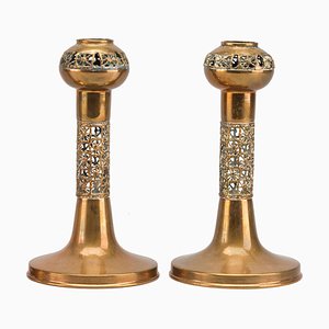 Scandinavian Gilt Bronze Candleholders by Pentti Sarpaneva, 1970s, Set of 2-YGE-1110346