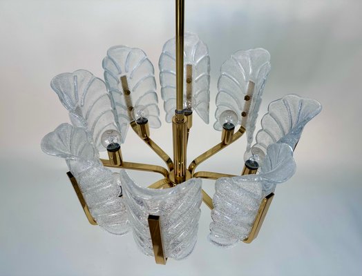 Scandinavian Glass and Brass Chandelier by Carl Fagerlund for JBS, 1960s-JP-1788016