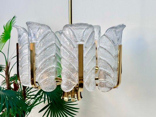 Scandinavian Glass and Brass Chandelier by Carl Fagerlund for JBS, 1960s-JP-1788016