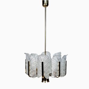 Scandinavian Glass and Brass Chandelier by Carl Fagerlund for JBS, 1960s-JP-1788016