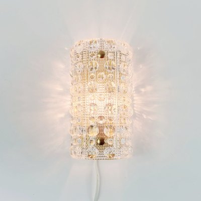 Scandinavian Glass and Brass Wall Light by Carl Fagerlund for Orrefors & Lyfa, 1960s-BMM-1723240