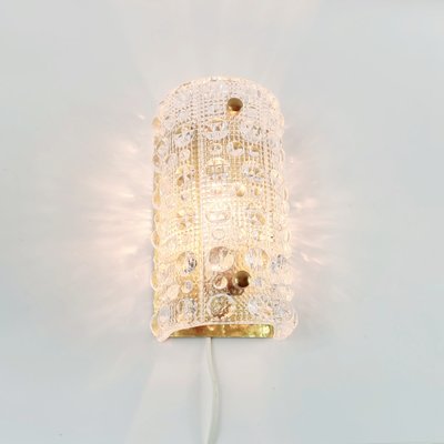 Scandinavian Glass and Brass Wall Light by Carl Fagerlund for Orrefors & Lyfa, 1960s-BMM-1723240