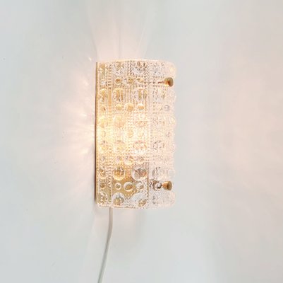 Scandinavian Glass and Brass Wall Light by Carl Fagerlund for Orrefors & Lyfa, 1960s-BMM-1723240