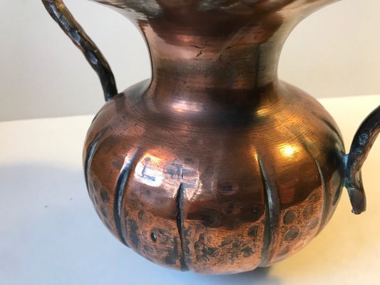 Scandinavian Hand-Embossed Brutalist Copper Vase, 1970s-LCR-750301