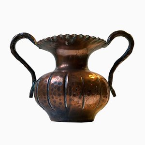 Scandinavian Hand-Embossed Brutalist Copper Vase, 1970s-LCR-750301