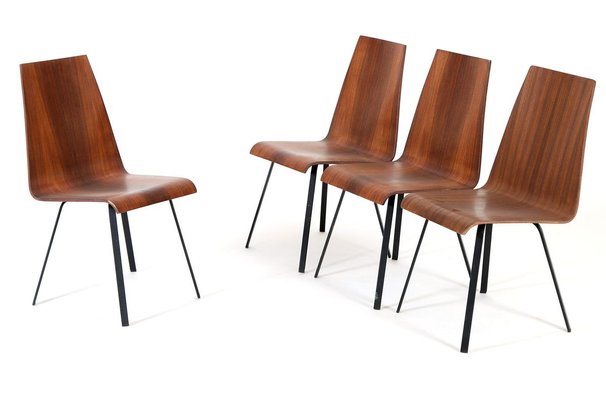 Scandinavian Hardwood Dining Chairs from Glyngøre, 1960s, Set of 4-AX-838576