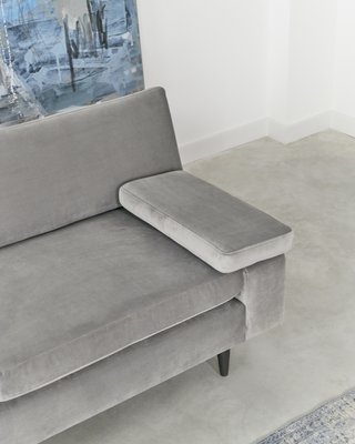 Scandinavian Helsinki Grey Velour Sofa-VND-1118324