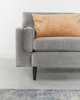 Scandinavian Helsinki Grey Velour Sofa-VND-1118324