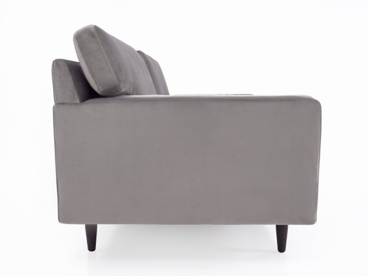 Scandinavian Helsinki Grey Velour Sofa-VND-1118324