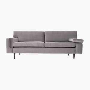 Scandinavian Helsinki Grey Velour Sofa-VND-1118324