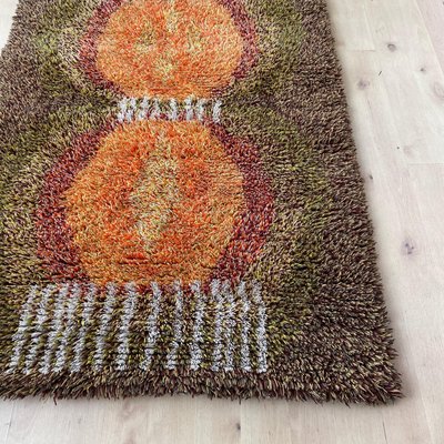 Scandinavian High Pile Abstract Rya Rug Carpet, Finland, 1960s-QZ-1345699