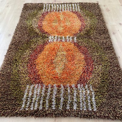 Scandinavian High Pile Abstract Rya Rug Carpet, Finland, 1960s-QZ-1345699