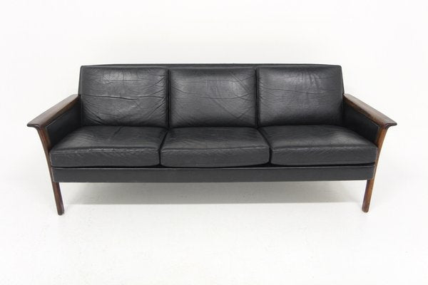 Scandinavian Leather 3-Seater Sofa, Sweden, 1960s-GEK-1749548