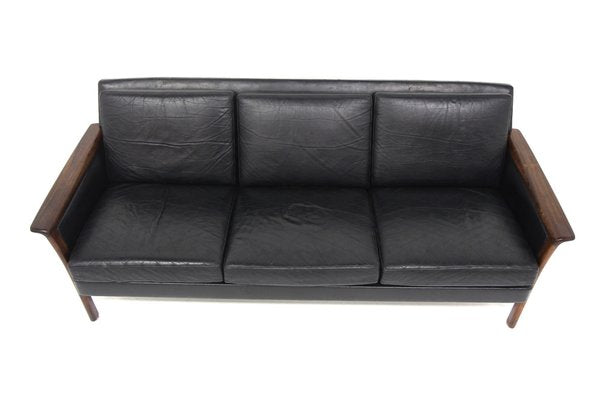 Scandinavian Leather 3-Seater Sofa, Sweden, 1960s-GEK-1749548