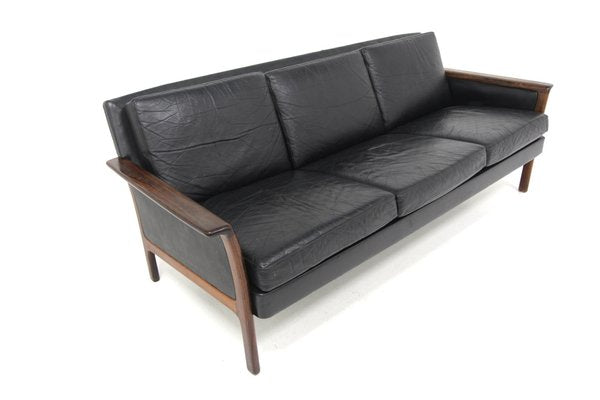 Scandinavian Leather 3-Seater Sofa, Sweden, 1960s-GEK-1749548