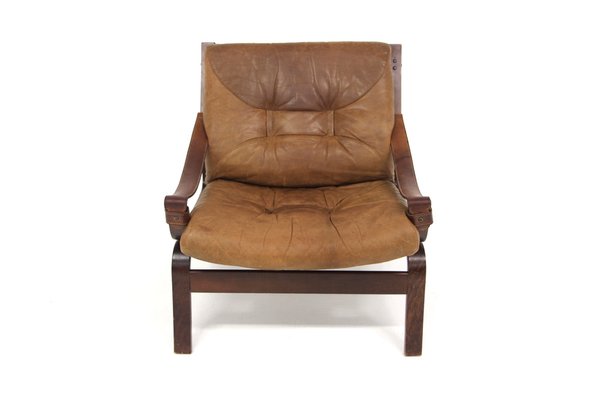 Scandinavian Leather Armchair, Norway, 1960s-GEK-1730093