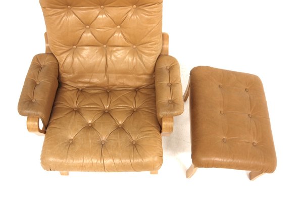 Scandinavian Leather Armchair, Sweden, 1970s-GEK-1735443