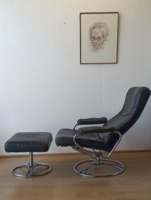 Scandinavian Leather Armchairs, 1970s, Set of 2-ZEF-1735229