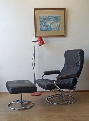 Scandinavian Leather Armchairs, 1970s, Set of 2-ZEF-1735229