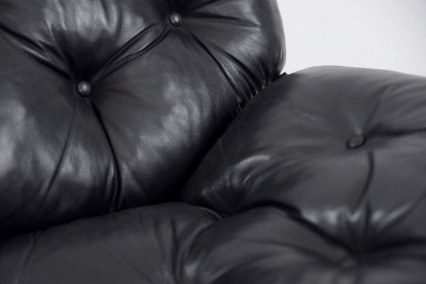 Scandinavian Leather Black Sofa by John-Bertil Häggström for Swed-Form, 1970s-ZAA-811816