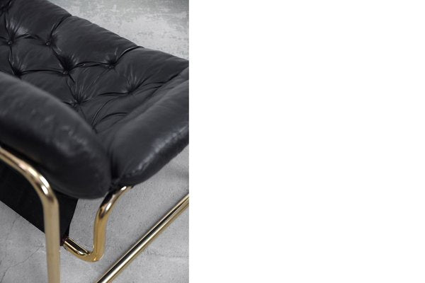 Scandinavian Leather Black Sofa by John-Bertil Häggström for Swed-Form, 1970s-ZAA-811816