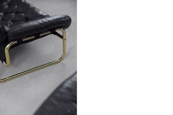 Scandinavian Leather Black Sofa by John-Bertil Häggström for Swed-Form, 1970s-ZAA-811816