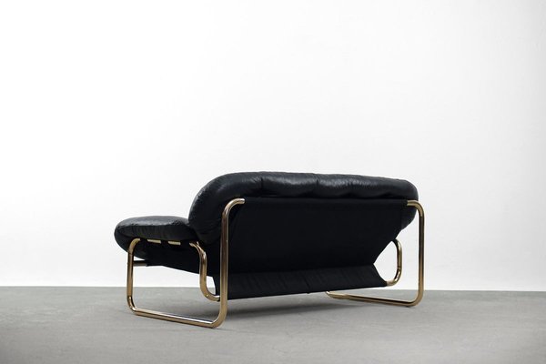 Scandinavian Leather Black Sofa by John-Bertil Häggström for Swed-Form, 1970s-ZAA-811816