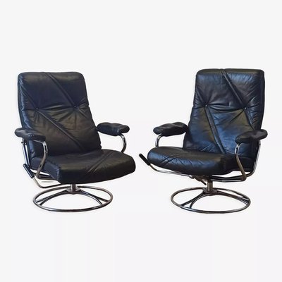 Scandinavian Leather Chairs, 1970s, Set of 2-ZEF-1738949